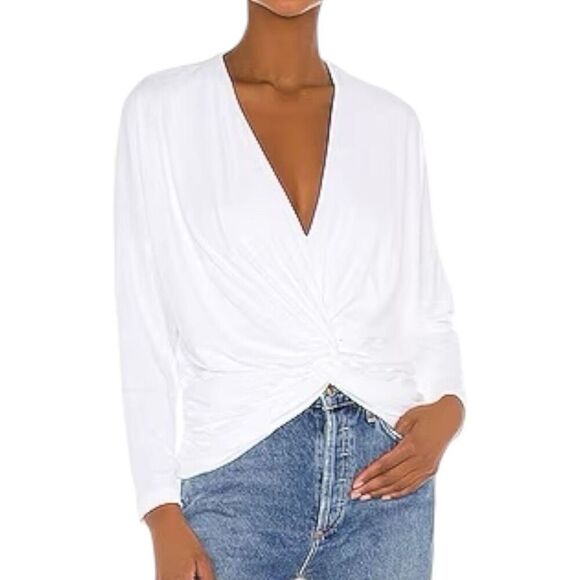 NEW Susana Monaco Long Sleeve Twist Front Dolman Top Sugar Large - Picture 1 of 11